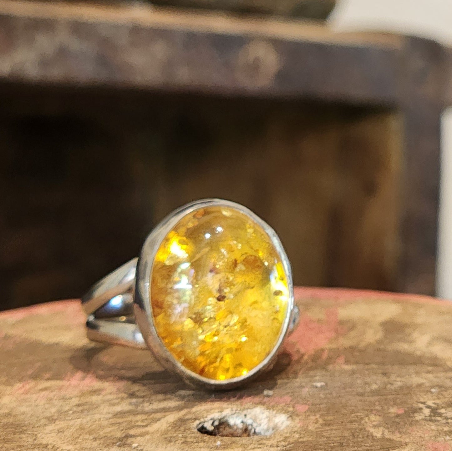 Golden Baltic Amber Ring