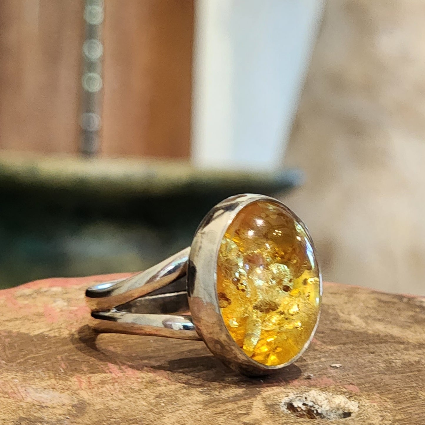 Golden Baltic Amber Ring