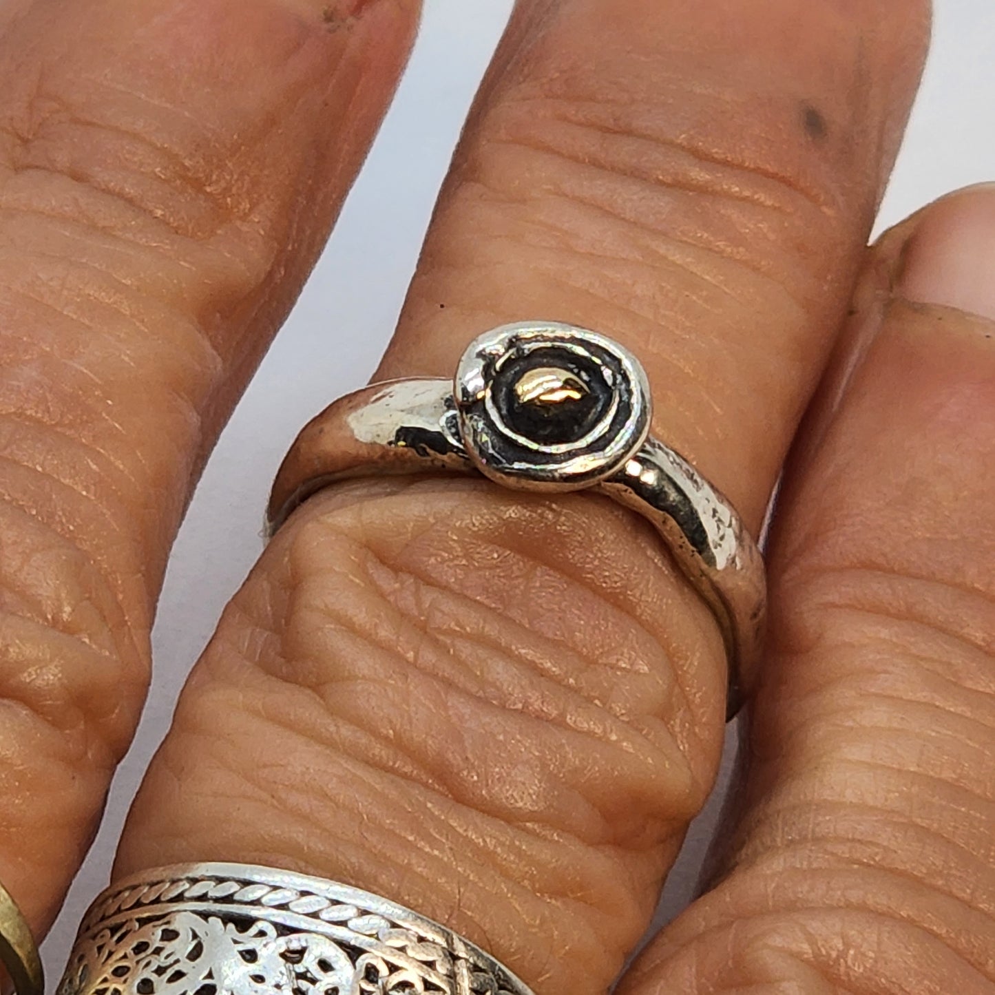 Silver and 9ct gold nest ring